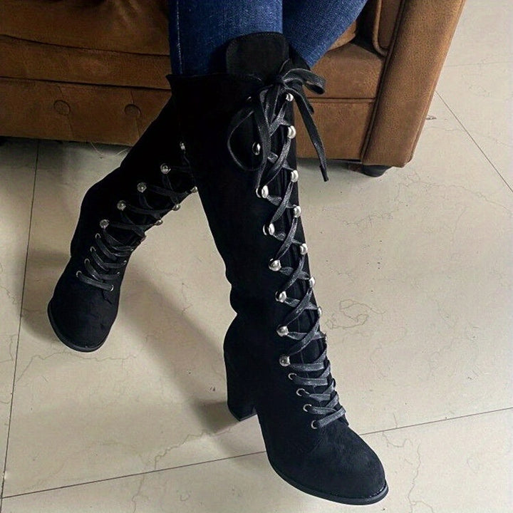 Women's Lace-up Ankle Boots with Chunky Heel Shoes