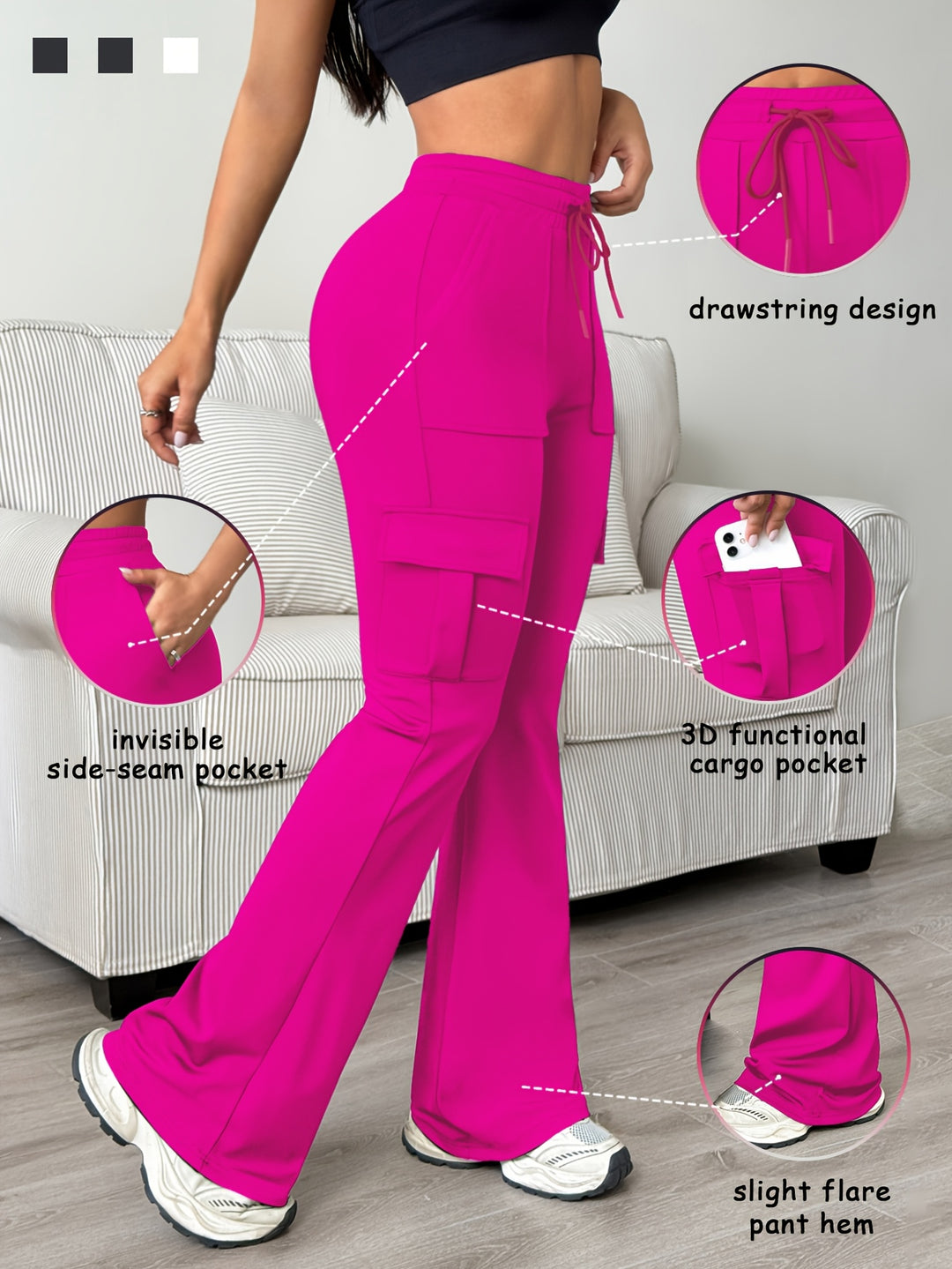Women's Athletic Cargo Jogger Pants with Slim-Fit Ankle Design