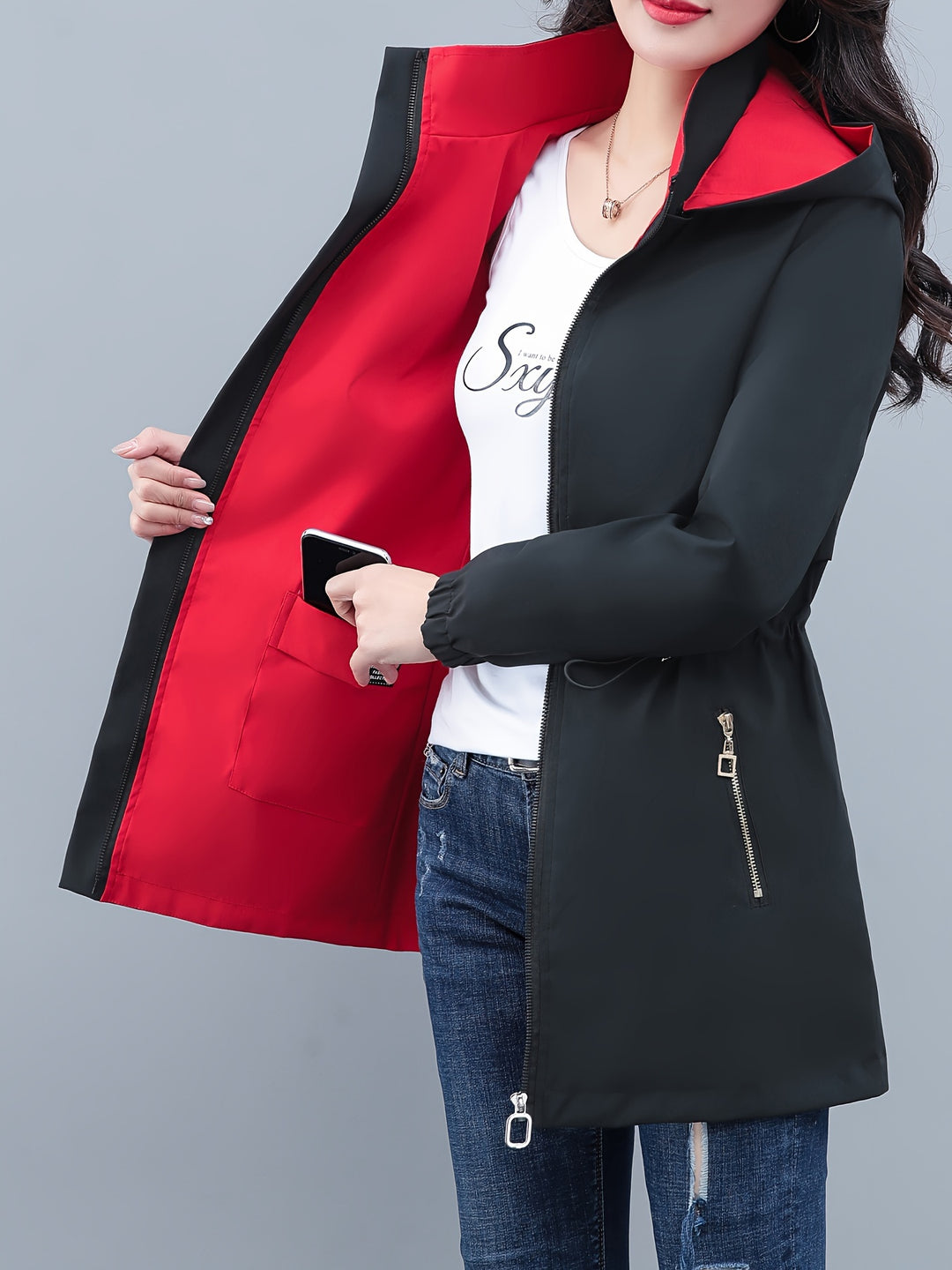 Double-sided Wearable Windbreaker Jacket Women's Fashionable Coat