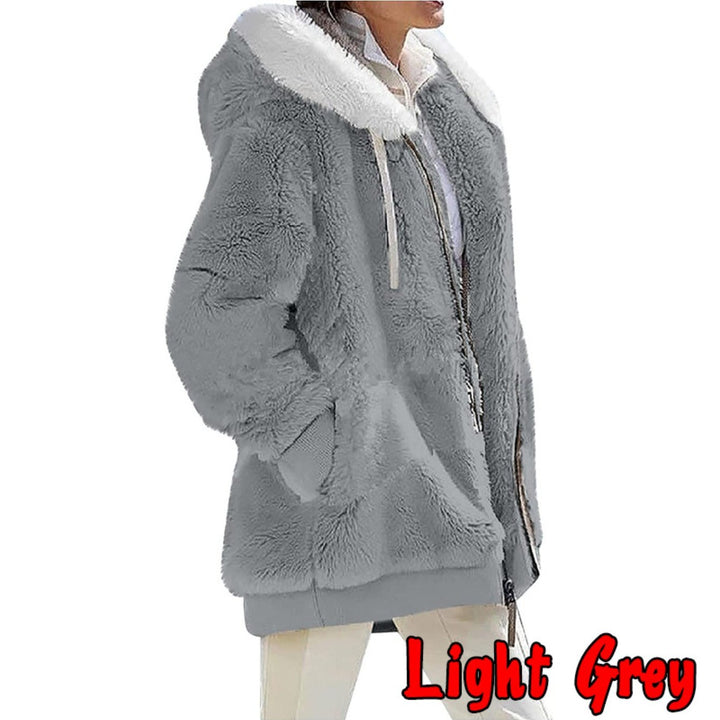 Women's Loose Sports Zipper Hooded Jacket Autumn Winter