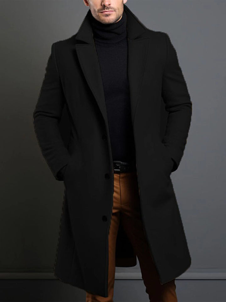 Men's British Coat Jacket Single-Breasted Button Front Collar
