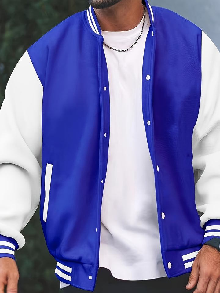 Men's Casual Baseball Jacket Spring Autumn Fashion Button Collar