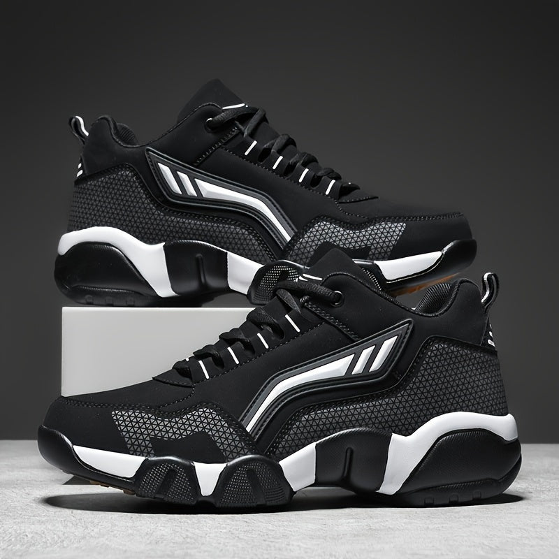 Men's Lace-Up Sneakers Thick Cushioned Platform Non-Slip Rubber Sole