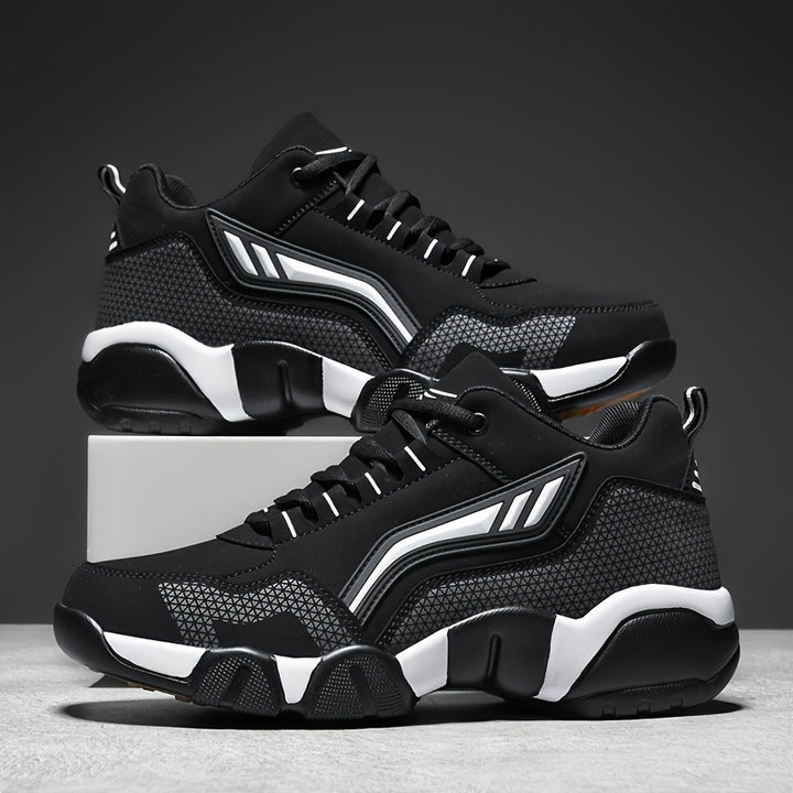 Men's Lace-Up Sneakers Thick Cushioned Platform Non-Slip Rubber Sole