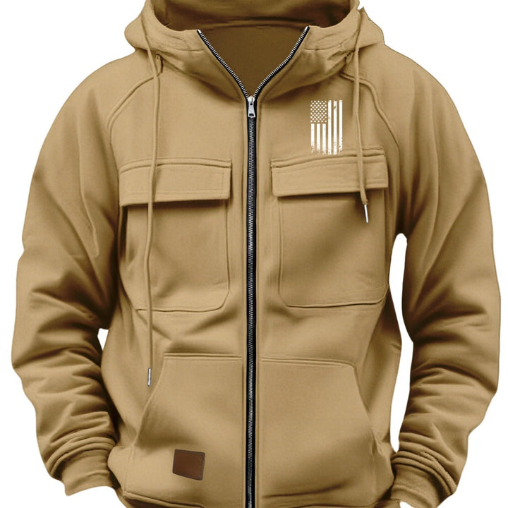 Men's Long Sleeve Zipper Pocket Hoodie Top