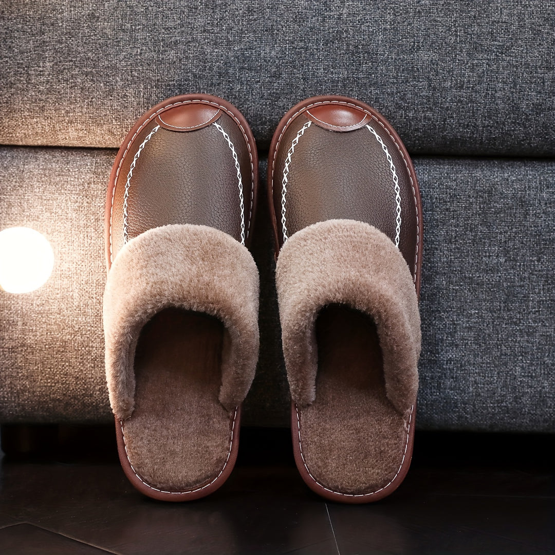 Men's Slip-On Slippers Indoor Comfort Soft Sole Winter House Shoes