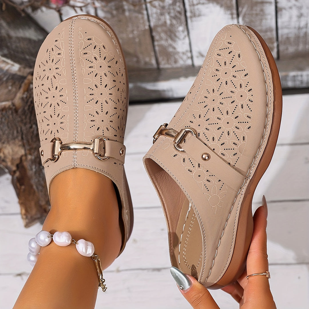Bohemian Style Women's Mules Casual Mid-Heel Thick-Soled Shoes