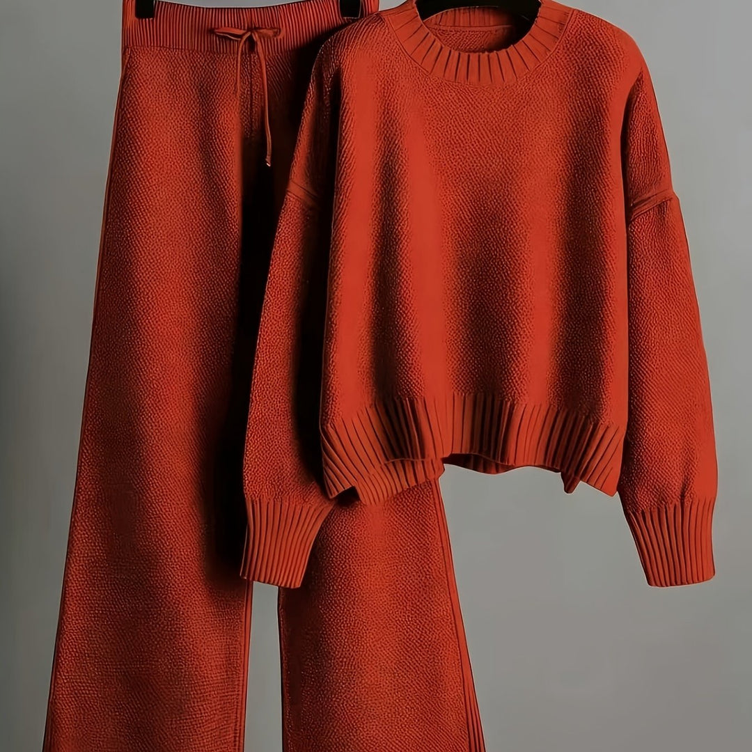Women's Elegant Casual Set Long Sleeve Top and Pants Suit
