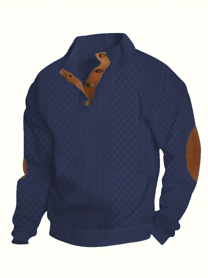 Men's Casual Button-Down Long Sleeve Shirt Henley Top