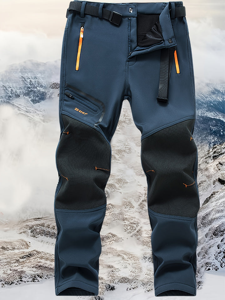 Men's Windproof Cargo Pants with Belt and Zippered Pockets