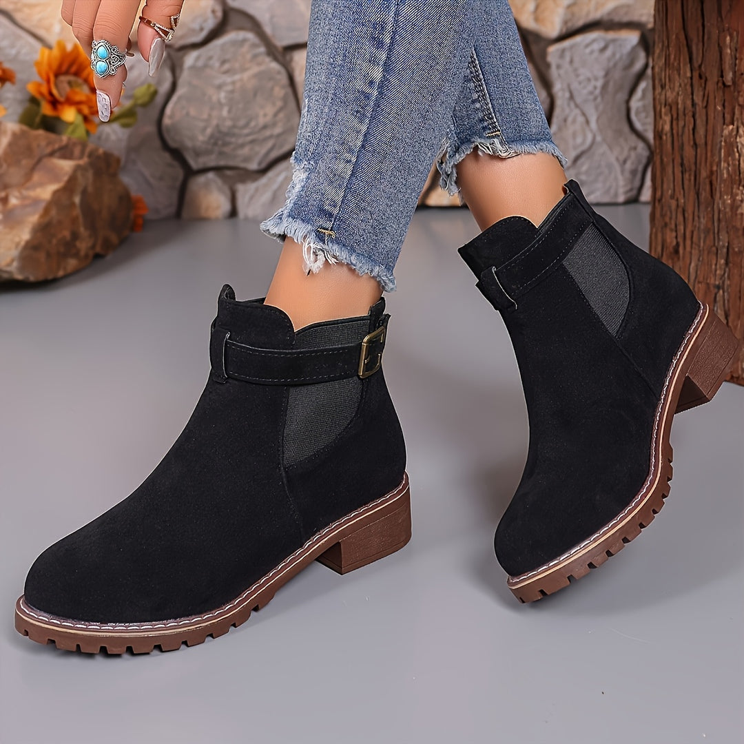 Women's Ankle Boots Slip On Low Heel Comfortable Fashion Shoes