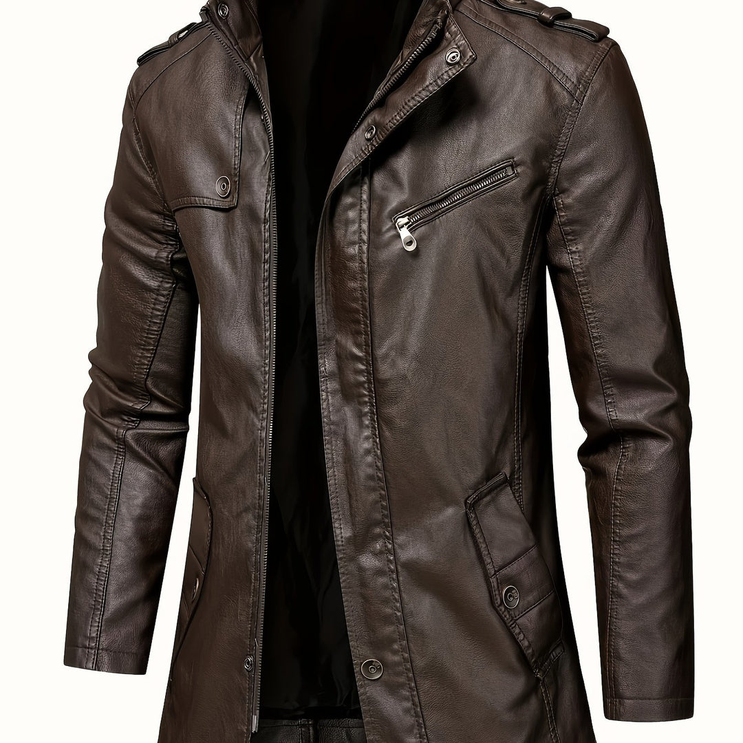 Casual Streetwear Jacket for Men with Stand-Up Collar and Pockets