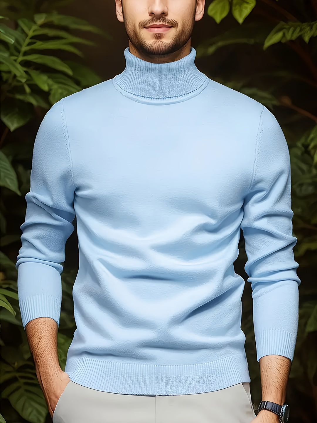Men's Pullover Knit Sweater with Turn-Collar Autumn-Winter Style