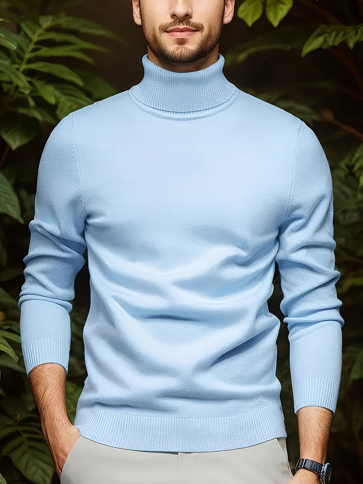 Men's Pullover Knit Sweater with Turn-Collar Autumn-Winter Style