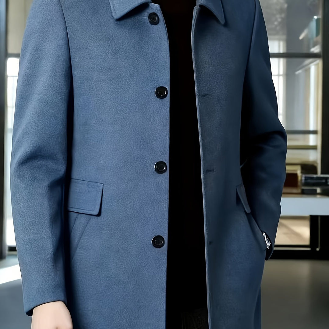 Men's Casual Classic Trench Coat with Double Side Pockets