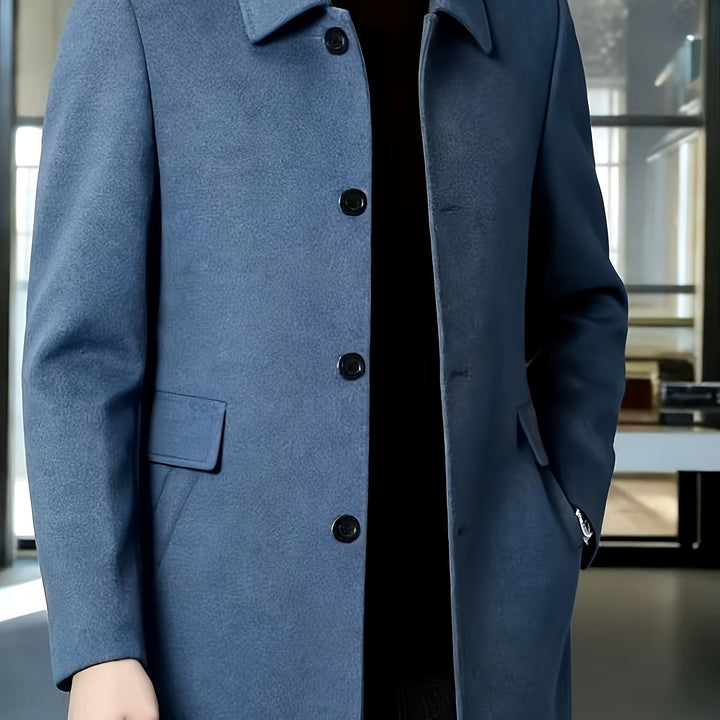Men's Casual Classic Trench Coat with Double Side Pockets