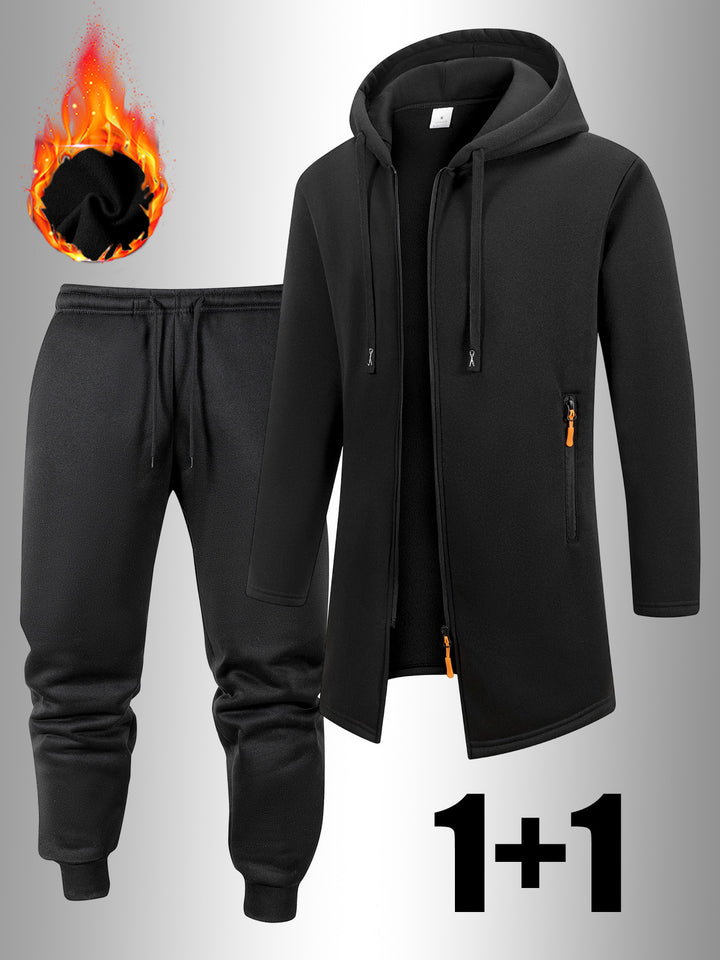 Men's Casual Sports Outfit Two-Piece Set with Hooded Jacket and Pants