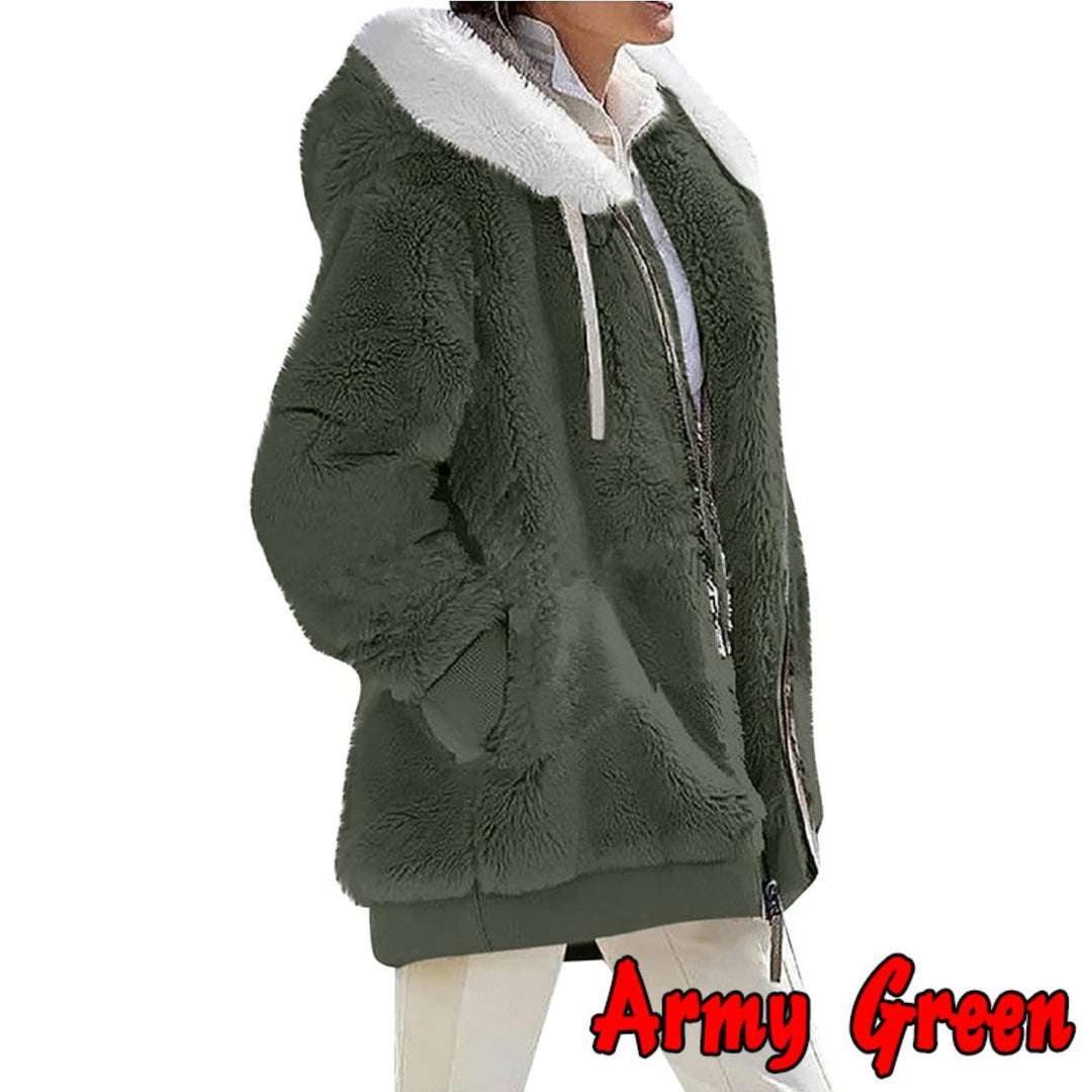 Women's Loose Sports Zipper Hooded Jacket Autumn Winter