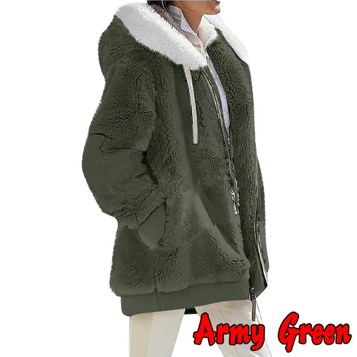 Women's Loose Sports Zipper Hooded Jacket Autumn Winter