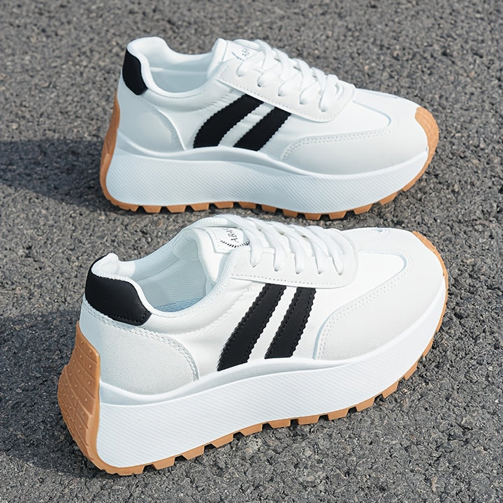 Women's Casual Sports Shoes Thick-Soled Height-Increasing Lace-Up Low Top