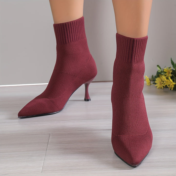 Women's Elegant Slip-On Stiletto Heel Ankle Boots Pointed Toe