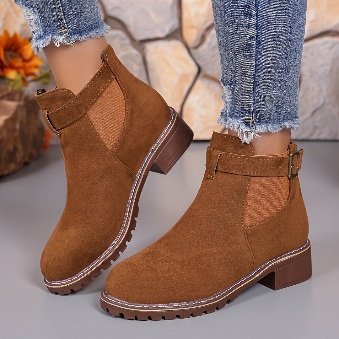 Women's Ankle Boots Slip On Low Heel Comfortable Fashion Shoes