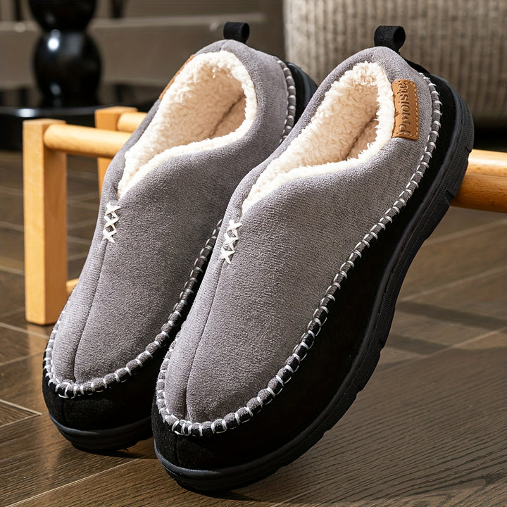 Men's Outdoor Bag and Memory Foam Indoor Slippers Soft Sole Winter