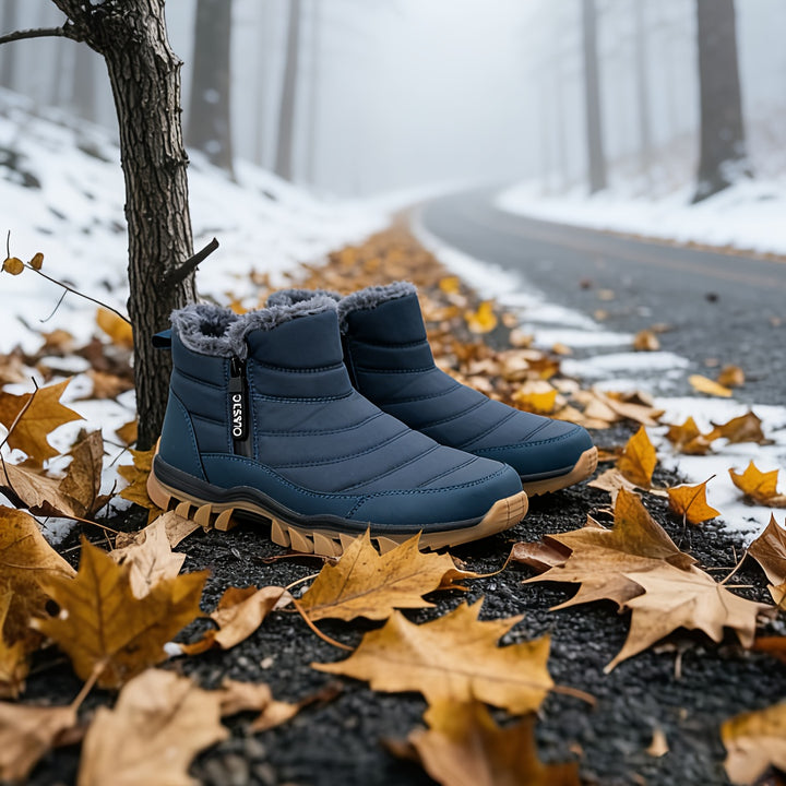 Men's Mid-Top Lace-Up Snow Hiking Boots with Non-Slip Sole