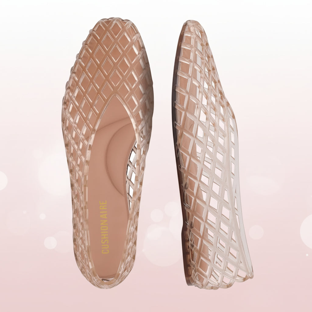 Women's Modern Lattice Ballet Flats, Comfortable Slip-On Pointed Toe Jelly Shoes, Lightweight Breathable Casual Dress Flats