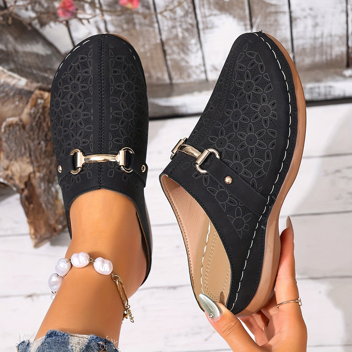 Bohemian Style Women's Mules Casual Mid-Heel Thick-Soled Shoes