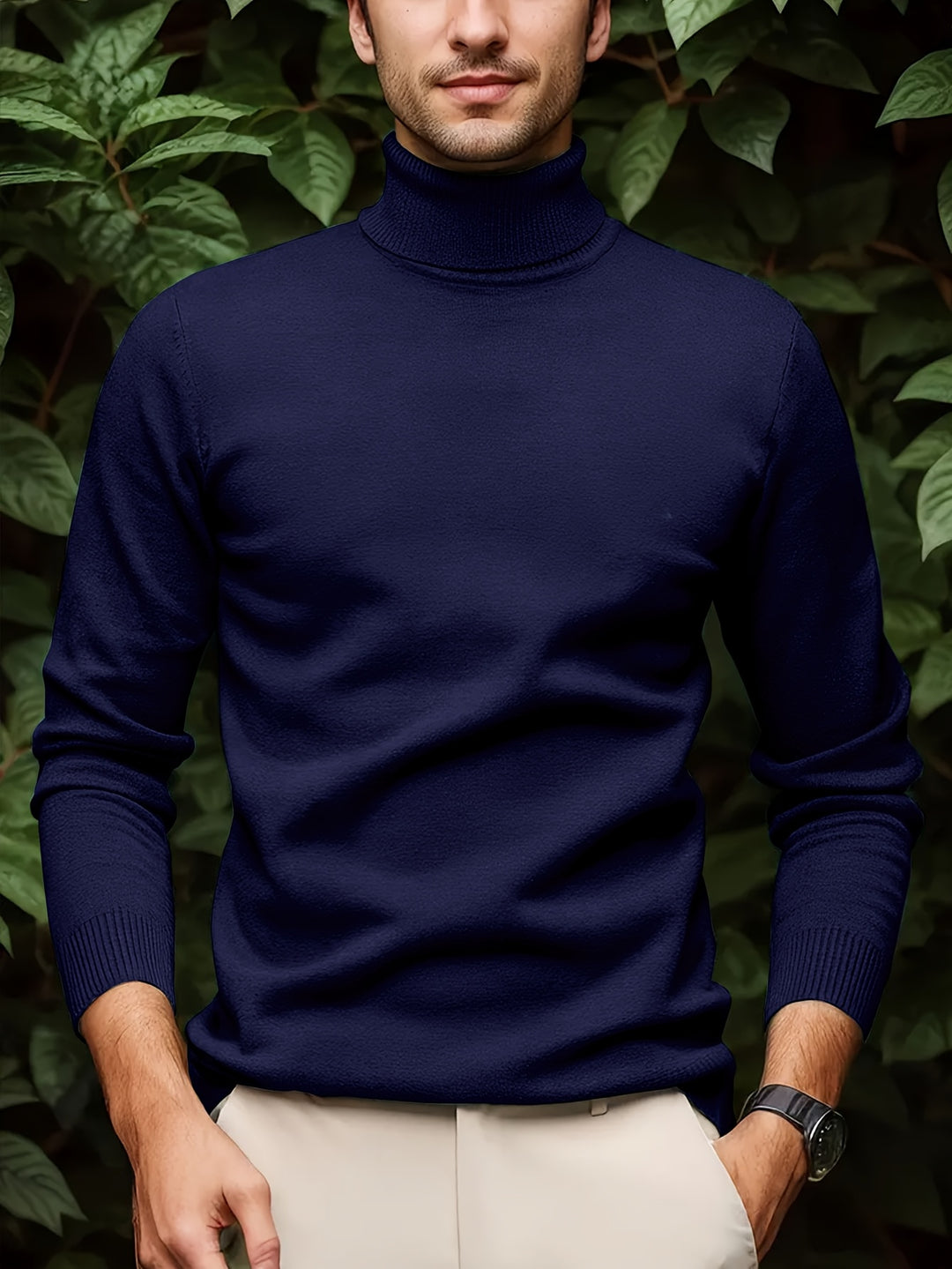 Men's Pullover Knit Sweater with Turn-Collar Autumn-Winter Style
