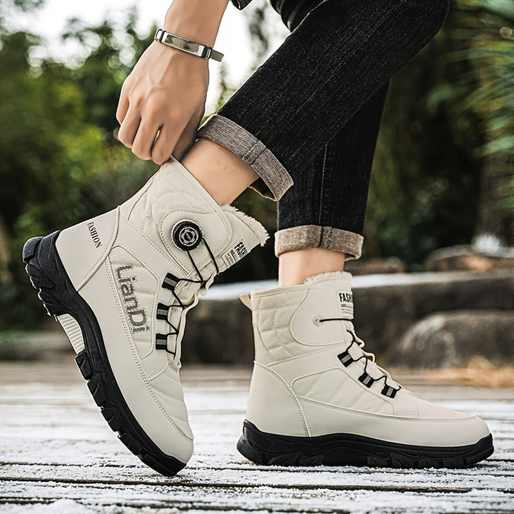 Men's Knit Elastic Snow Boots with Traction and Comfort