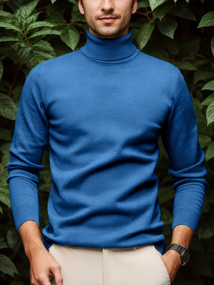 Men's Pullover Knit Sweater with Turn-Collar Autumn-Winter Style