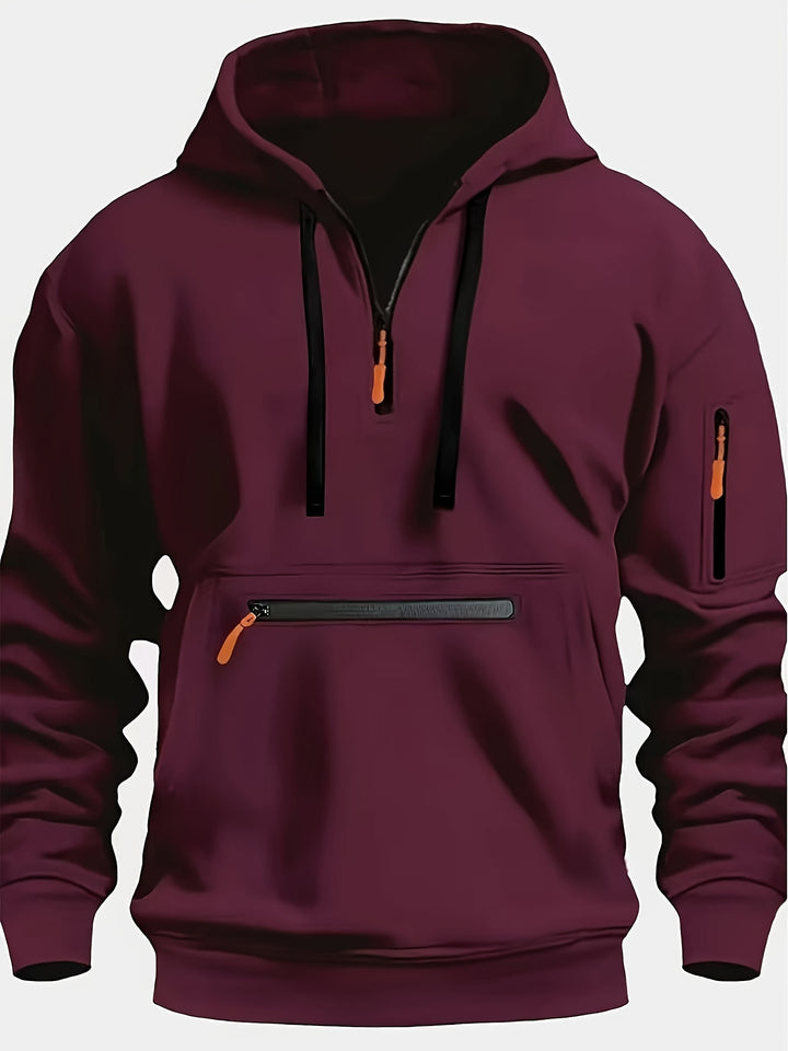 Men's Casual Zipper Hoodie with Kangaroo Pocket
