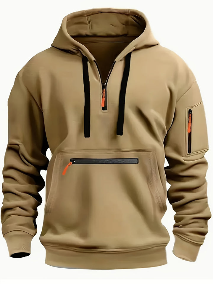 Men's Casual Zipper Hoodie with Kangaroo Pocket