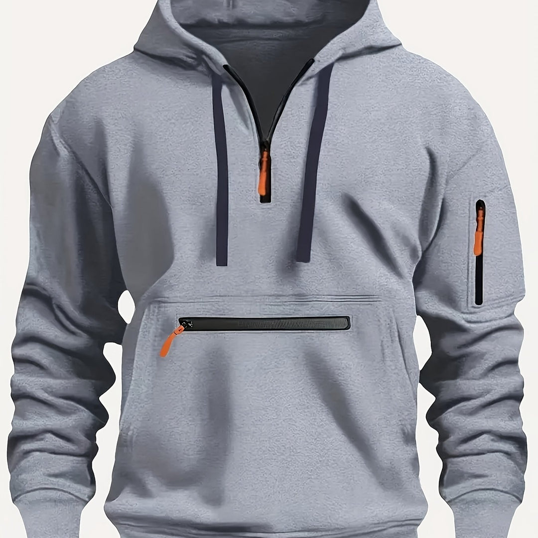 Men's Casual Zipper Hoodie with Kangaroo Pocket