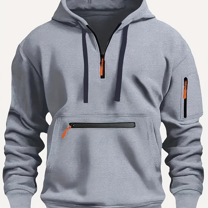 Men's Casual Zipper Hoodie with Kangaroo Pocket
