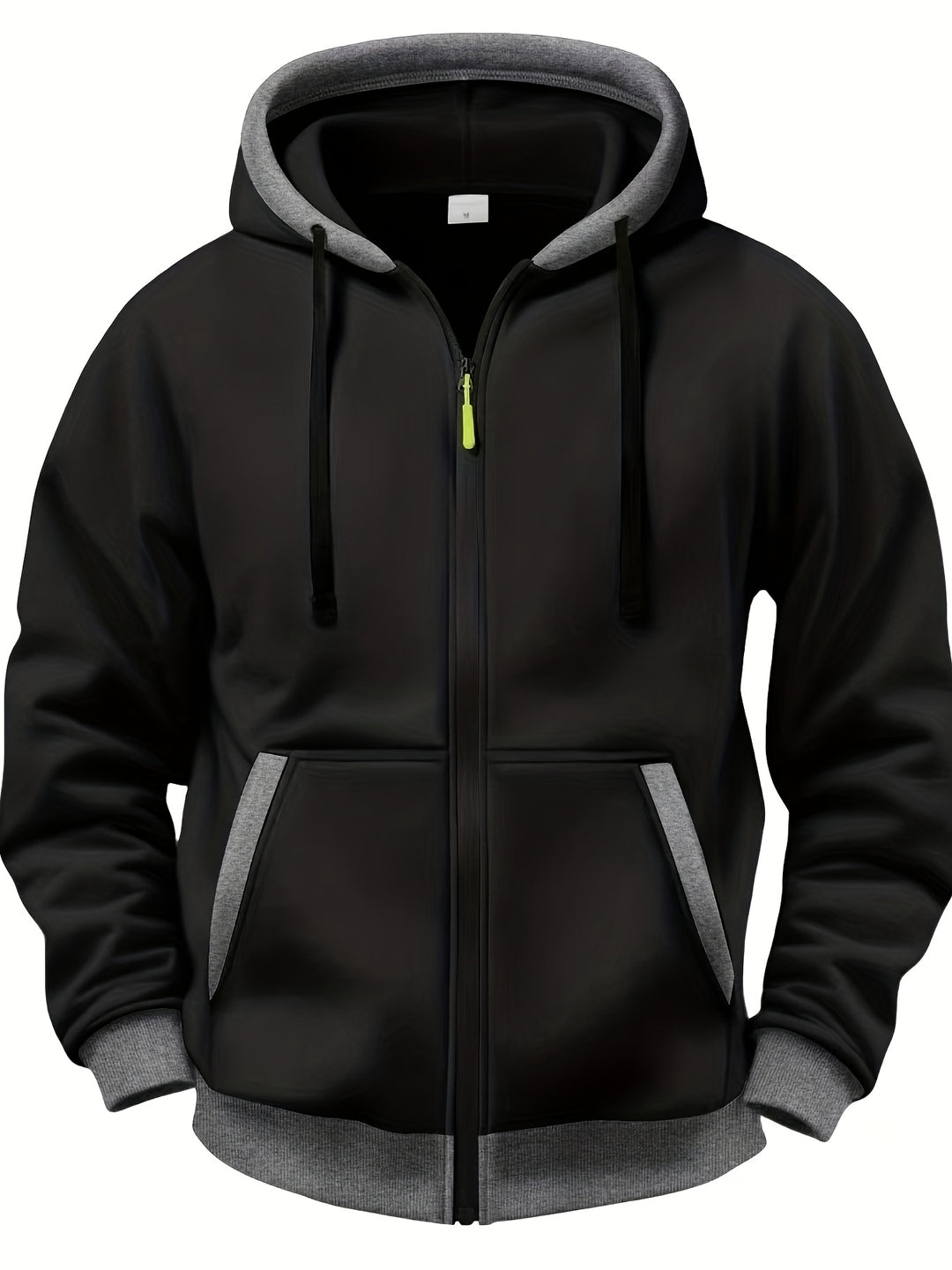 Men's Casual Color Block Hoodie with Zipper Closure Long Sleeve Sweatshirt
