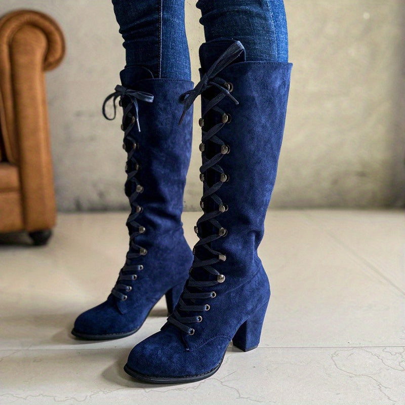Women's Lace-up Ankle Boots with Chunky Heel Shoes