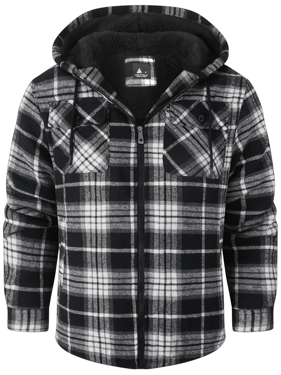 Men's Heavyweight Fleece Full Zip Hooded Plaid Shirt Jacket
