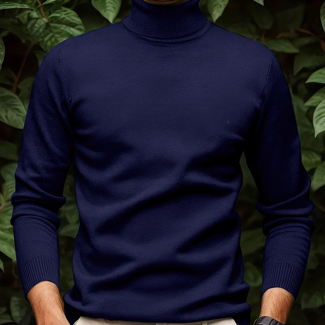 Men's Pullover Knit Sweater with Turn-Collar Autumn-Winter Style