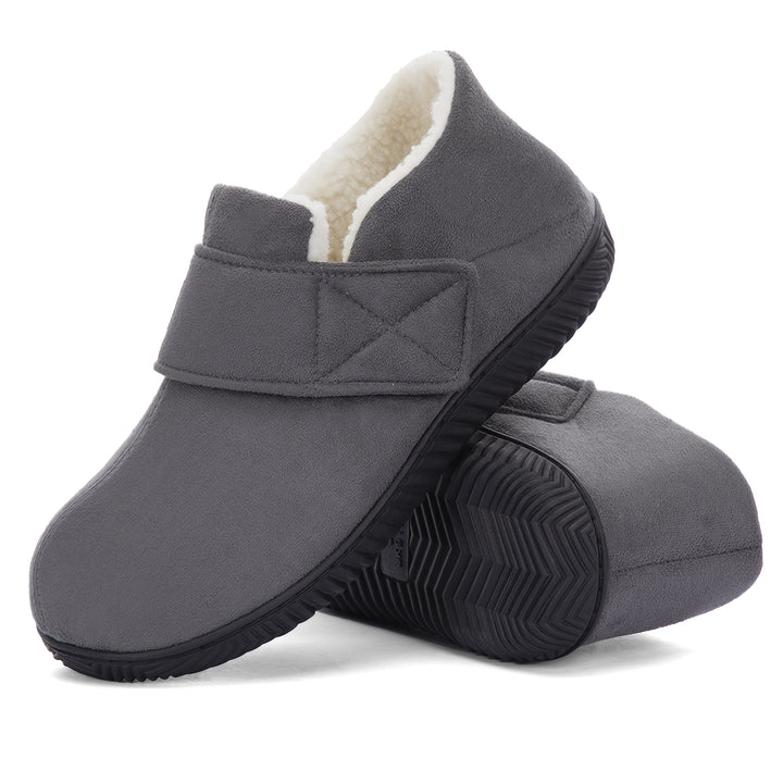 Men's Adjustable Strap Memory Foam Home Shoes with Non-Slip Soles