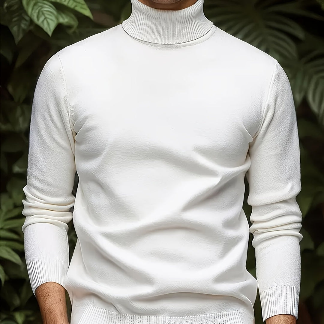 Men's Pullover Knit Sweater with Turn-Collar Autumn-Winter Style