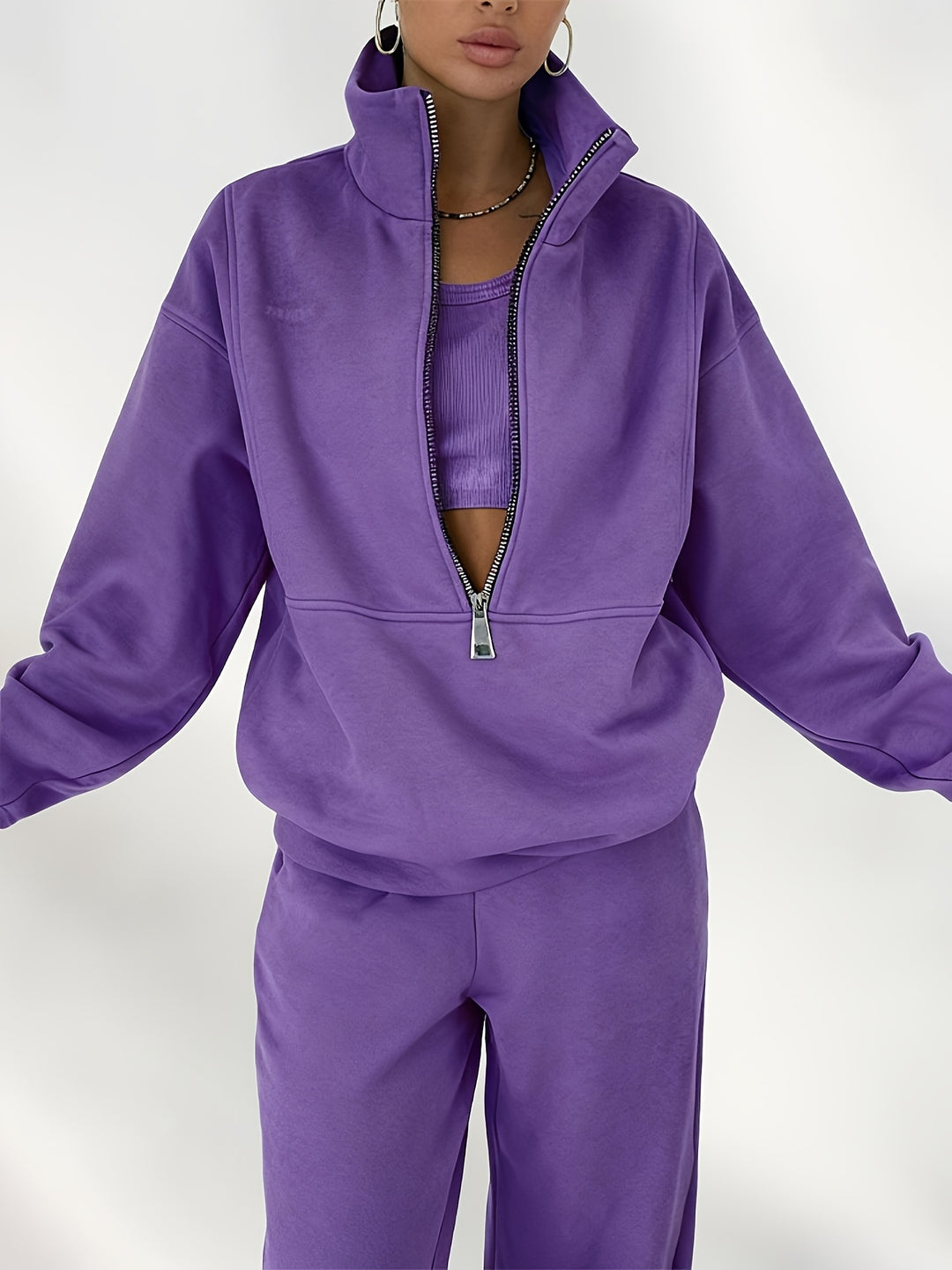Women's Winter Sweater and Pants Set, Fleece Activewear Two-Piece