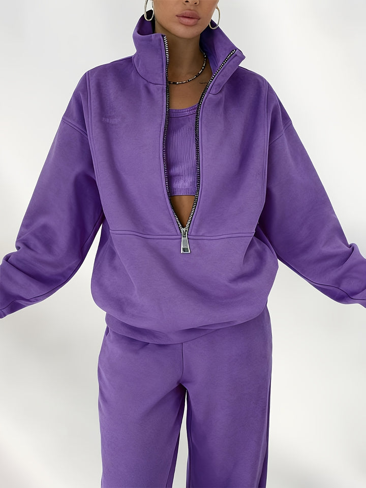 Women's Winter Sweater and Pants Set, Fleece Activewear Two-Piece