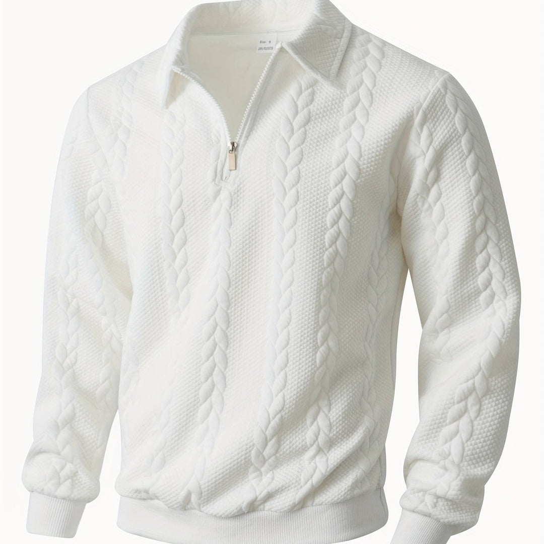 Men's Knitted Stand Collar Half-Zip Jacket Sweatshirt Outerwear