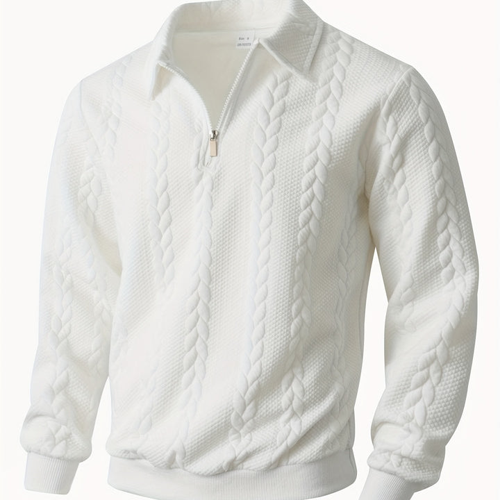 Men's Knitted Stand Collar Half-Zip Jacket Sweatshirt Outerwear