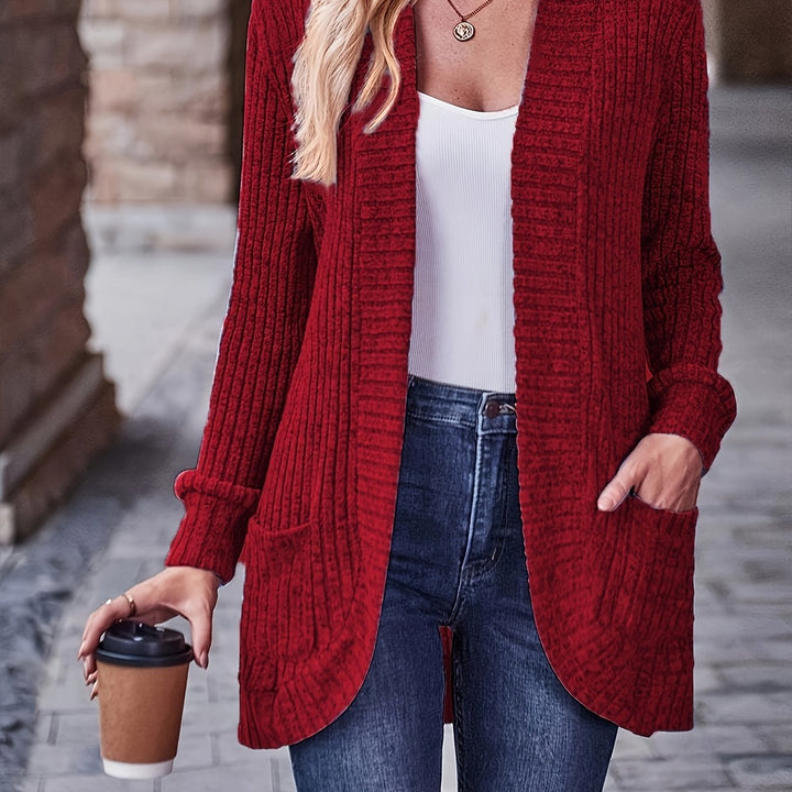 Elegant Loose Casual Long Sleeve Blouse with Pocket Splicing