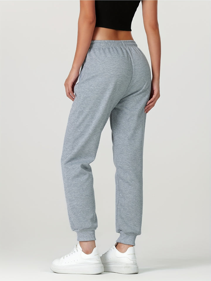 Women's Warm Casual Joggers with Elastic Waistband and Zippered Pockets