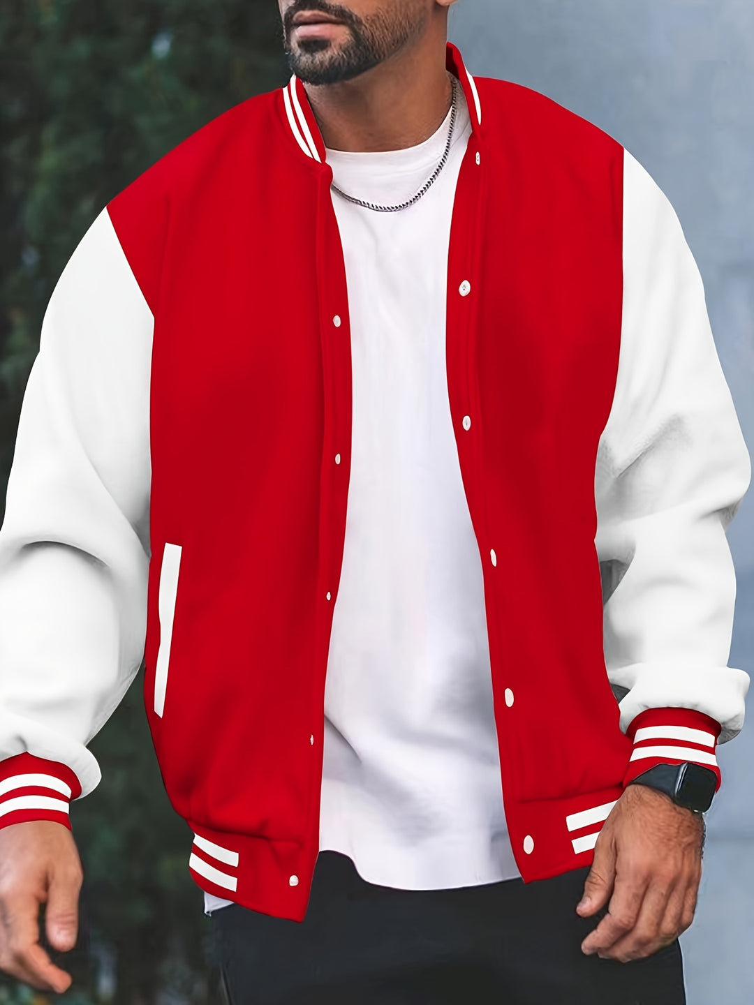 Men's Casual Baseball Jacket Spring Autumn Fashion Button Collar